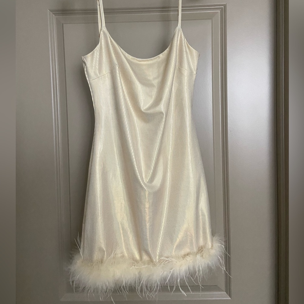 12th Tribe Goddess Gold Shimmer Mini Dress, size Medium